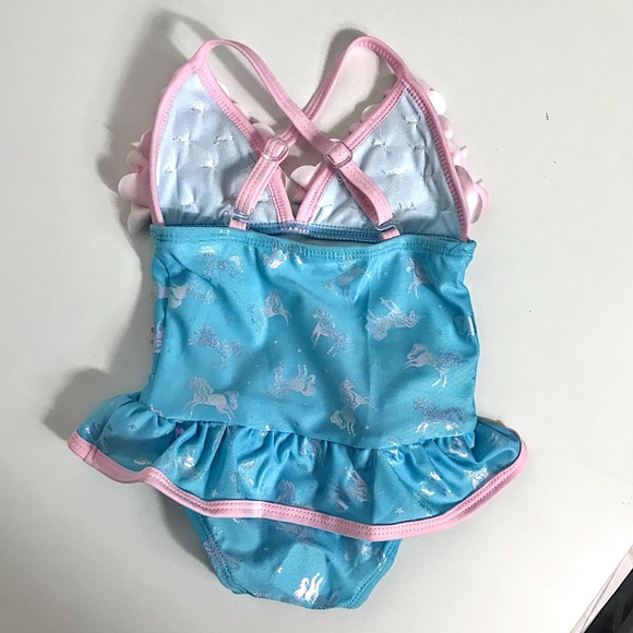 NWT Floatmini Blue Iridescent Unicorn Swimsuit - Picture 11 of 13